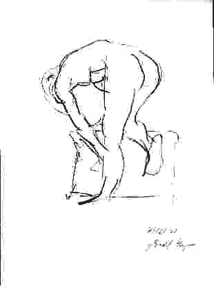 Modella Sandra presso Laboratorio Cervi-Kervischer - schizzo con matita su carta