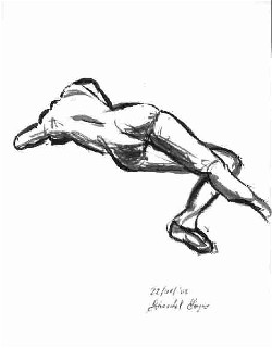 Posa rapida della modella Sandra presso Laboratorio Cervi-Kervischer - tecnica con pennello acqua e acrilico nero