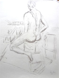 Modella Sandra presso Laboratorio Cervi-Kervischer - schizzo con matita su carta