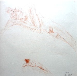 Modella Sandra presso Laboratorio Cervi-Kervischer - carboncino su carta