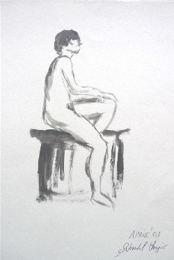 Modella Sandra presso Laboratorio Cervi-Kervischer - schizzo con matita su carta