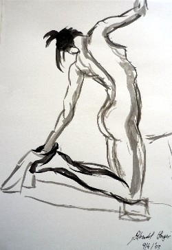 Modella Sandra presso Laboratorio Cervi-Kervischer - schizzo con matita su carta