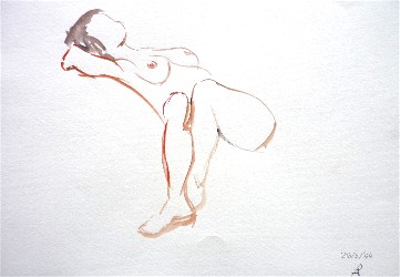 Posa rapida della modella Sandra presso Laboratorio Cervi-Kervischer - tecnica con pennello acqua e acrilico nero