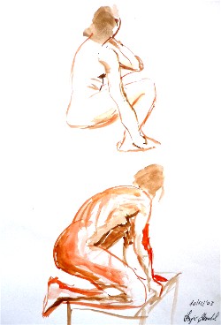 Modella Sandra presso Laboratorio Cervi-Kervischer - schizzo con matita su carta