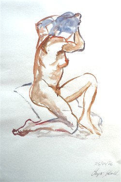 Posa rapida della modella Sandra presso Laboratorio Cervi-Kervischer - tecnica con pennello acqua e acrilico nero