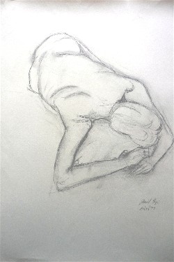 Modella Sandra presso Laboratorio Cervi-Kervischer - schizzo con matita su carta